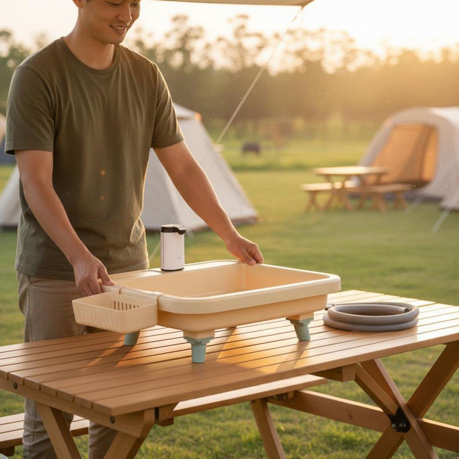 Outdoor Camp - 휴대용 캠핑 싱크대 (내장 수도꼭지 및