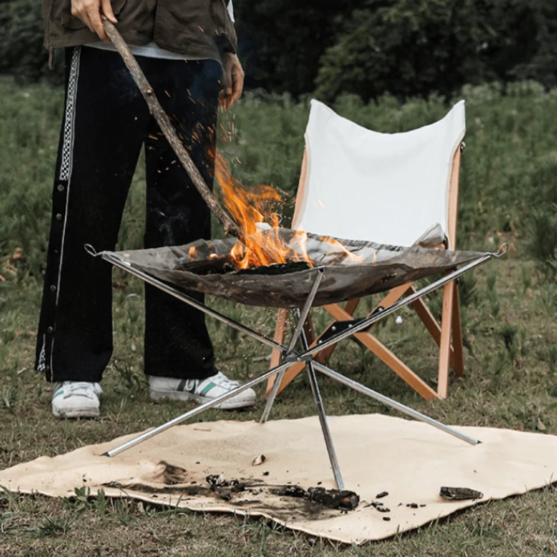 Outdoor Camping Fireplace - 휴대용 접이식 스틸 그리드형 캠핑 화로,