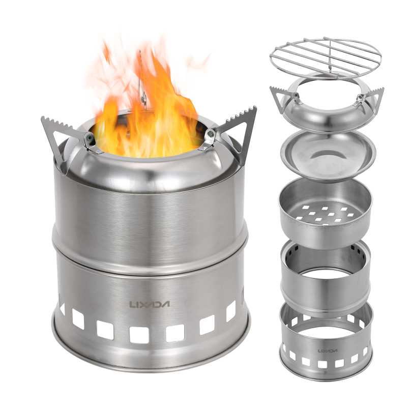 Outdoor Camping Stove Wood - Lixada 스테인레스 스틸 목재 스토브, 캠핑