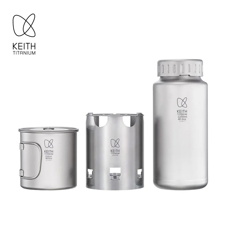 Outdoor Camping Stove Wood - KEITH 순수 티타늄 네스팅 캠핑 세트