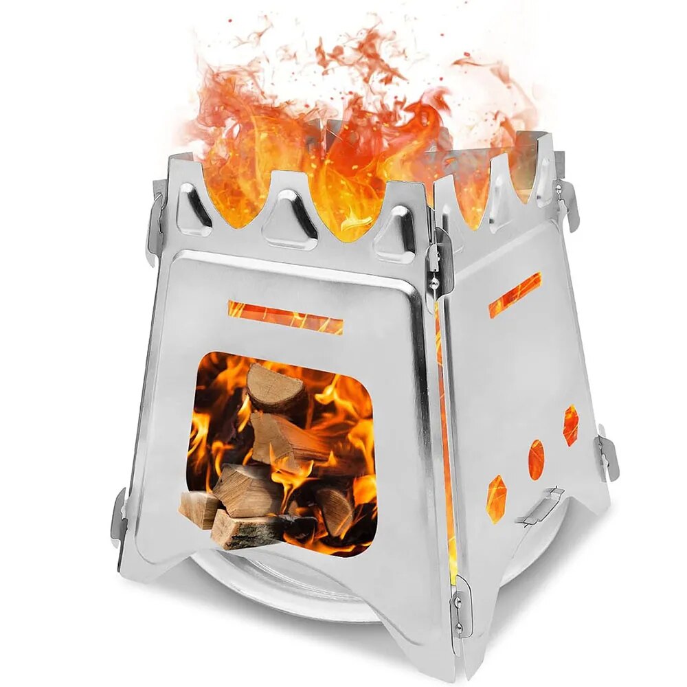 Outdoor Camping Stove Wood - 휴대용 캠핑 나무 스토브, 스테인레스 스틸