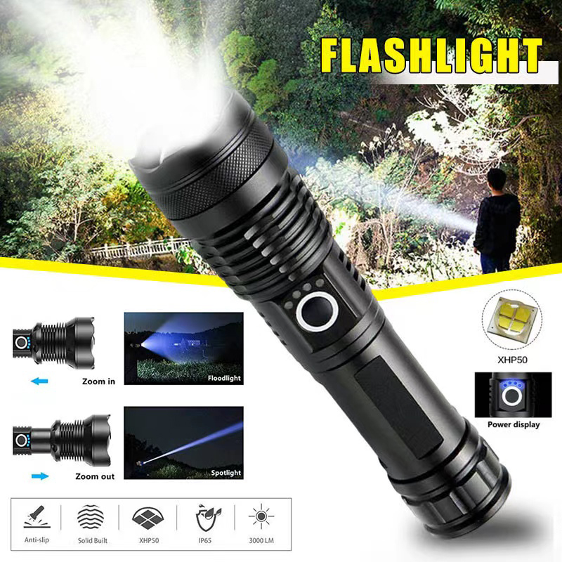 Outdoor Camping Adventure Lamp - 고출력 XHP70 LED 손전등 USB-C 충전식