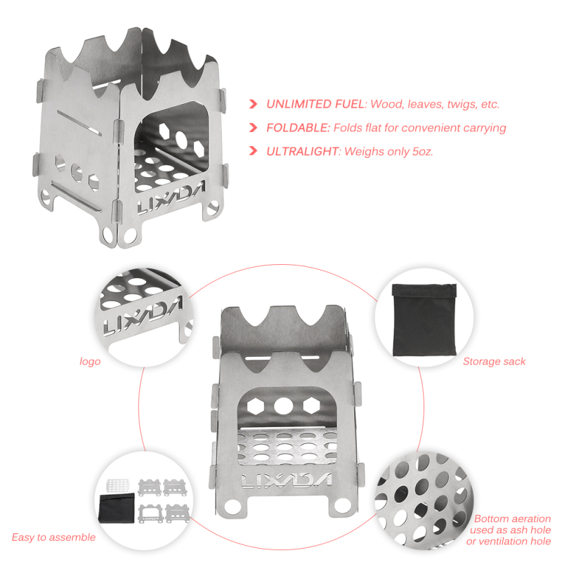 Lixada 티타늄 스테인리스 스틸 야외 캠핑 스토브, - Outdoor Camping Stove Wood 리뷰 및 가격