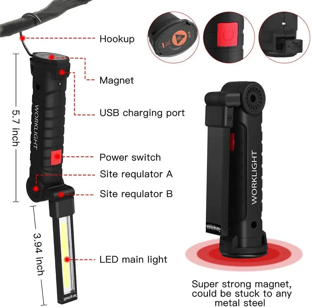 휴대용 COB LED 손전등 USB 충전식 작업 조명  - Camping Lantern 리뷰 및 가격