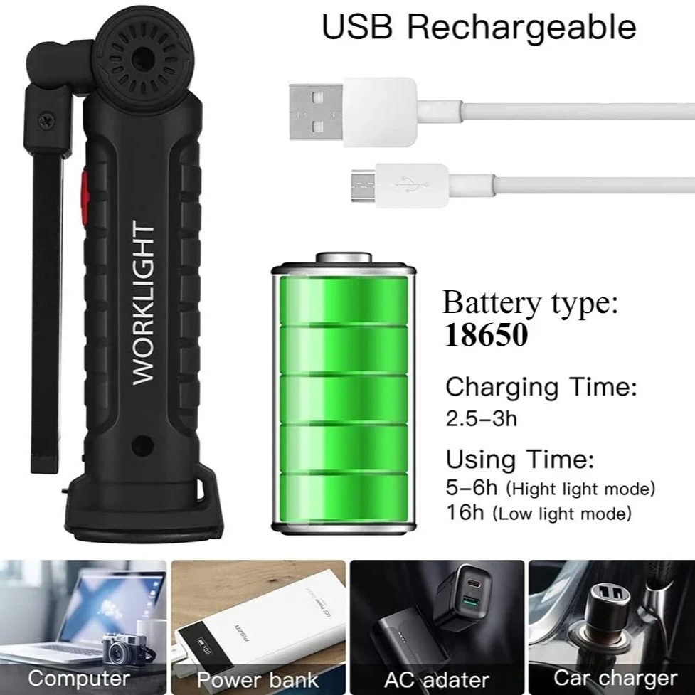 휴대용 COB LED 손전등 USB 충전식 작업 조명  - Camping Lantern 리뷰 및 가격