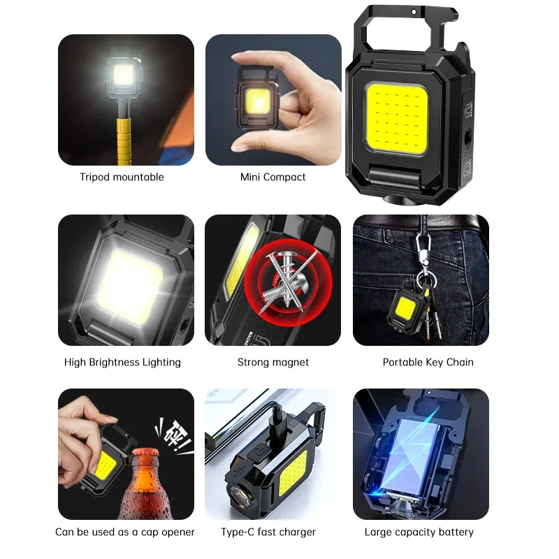 미니 손전등 키체인 라이트 COB 작업등 USB 충전식 - Camping Lantern 리뷰 및 가격