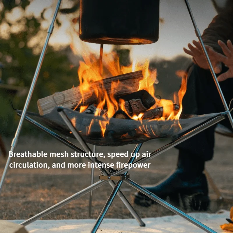 휴대용 접이식 스틸 그리드형 캠핑 화로, 야외 장작 화 - Outdoor Camping Fireplace 리뷰 및 가격