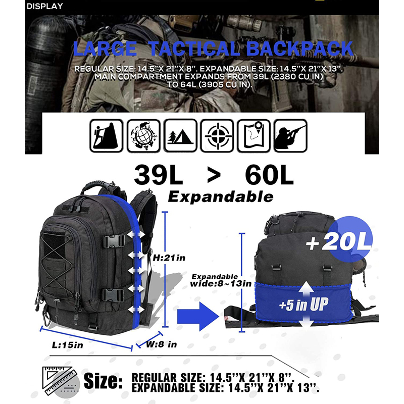 남성용 65L 군용 백팩, 몰리 전술 배낭, 방수 하이 - Lightweight Backpack 65L 리뷰 및 가격