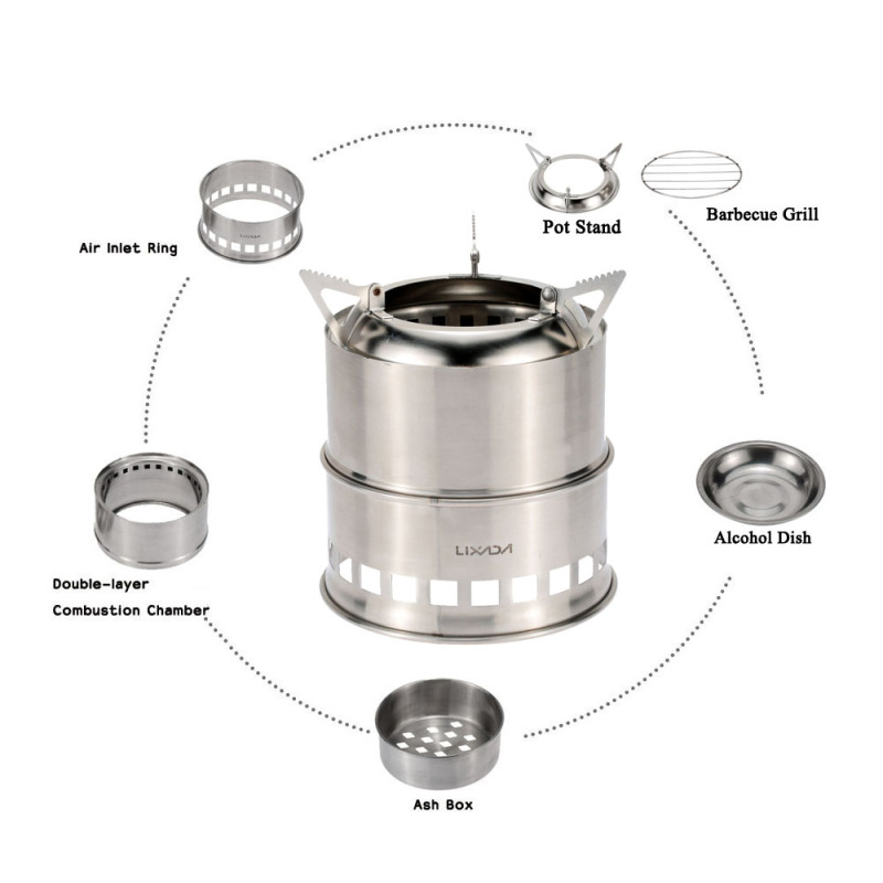 Lixada 스테인레스 스틸 목재 스토브, 캠핑 알코올 - Outdoor Camping Stove Wood 리뷰 및 가격