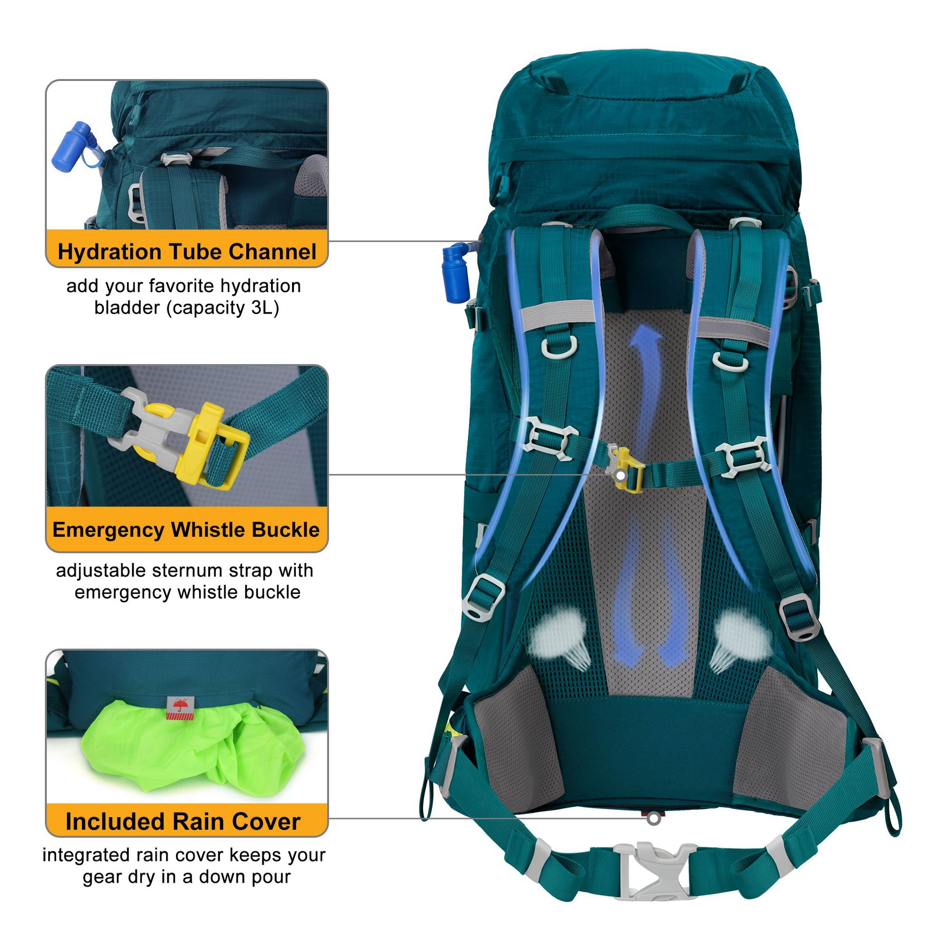 나일론 경량 아웃도어 하이킹 가방, 고강도 하이킹 다기 - Lightweight Backpack 65L 리뷰 및 가격