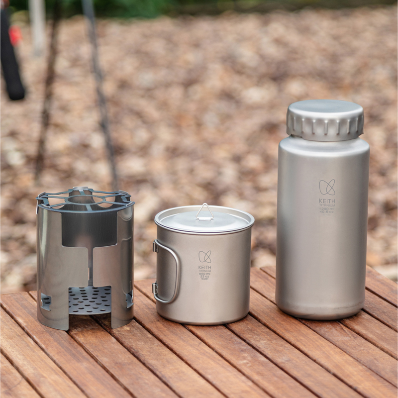 KEITH 순수 티타늄 네스팅 캠핑 세트 1200ml  - Outdoor Camping Stove Wood 리뷰 및 가격