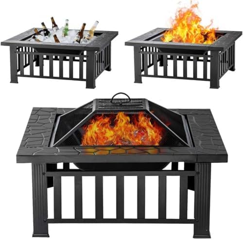파티오, 뒷마당, 정원용 32인치 사각형 금속 화로 테 - Outdoor Camping Fireplace 리뷰 및 가격