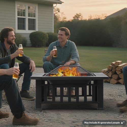 파티오, 뒷마당, 정원용 32인치 사각형 금속 화로 테 - Outdoor Camping Fireplace 리뷰 및 가격