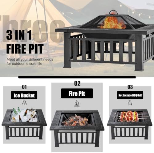 파티오, 뒷마당, 정원용 32인치 사각형 금속 화로 테 - Outdoor Camping Fireplace 리뷰 및 가격