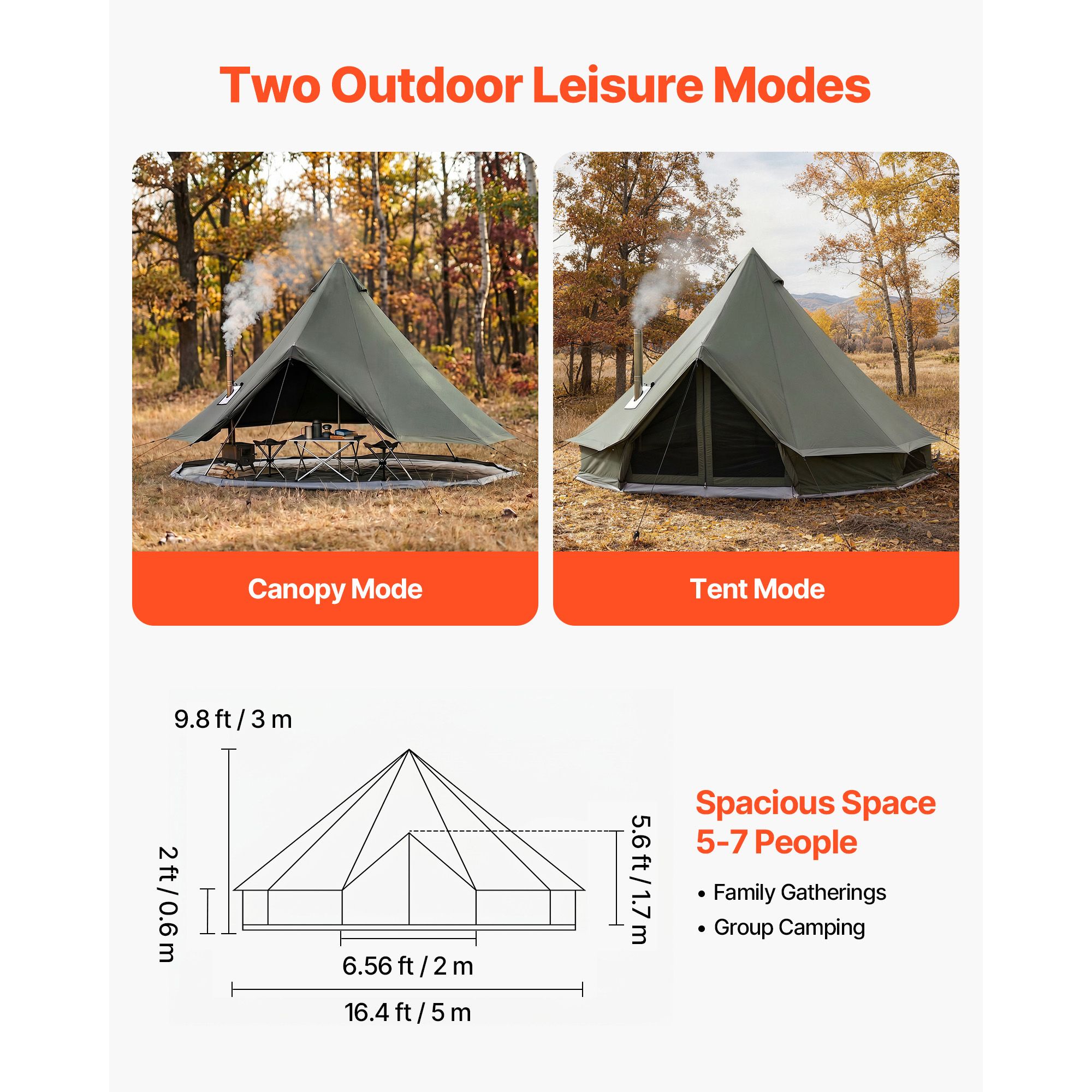 캔버스 벨 텐트, 4계절용 16.4피트 유르트 텐트 ( - Outdoor Camping And Glamping 리뷰 및 가격