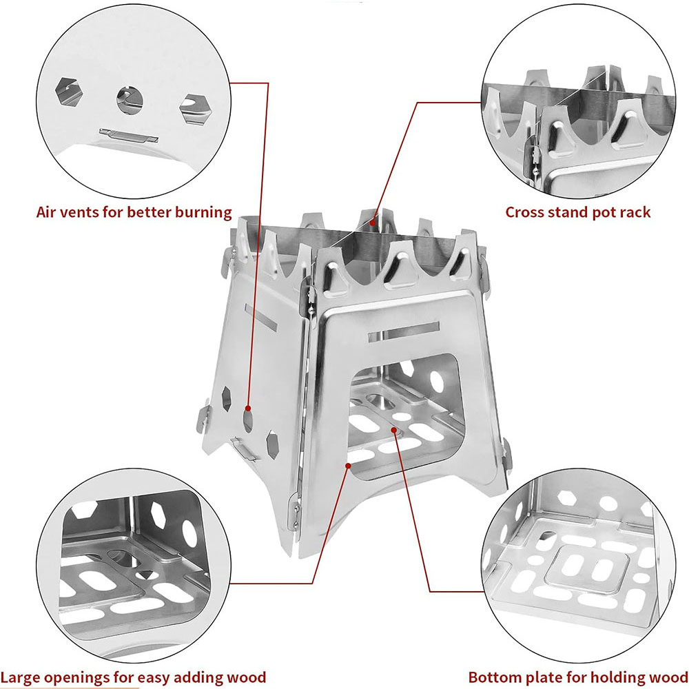 휴대용 캠핑 나무 스토브, 스테인레스 스틸 접이식 경량 - Outdoor Camping Stove Wood 리뷰 및 가격